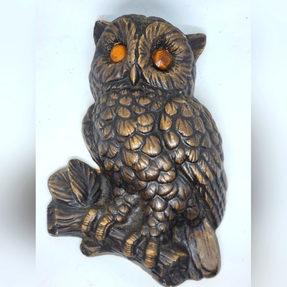 Vintage home decor, owl plaque, owls, owl, 1970's, wall decoration, vintage owls